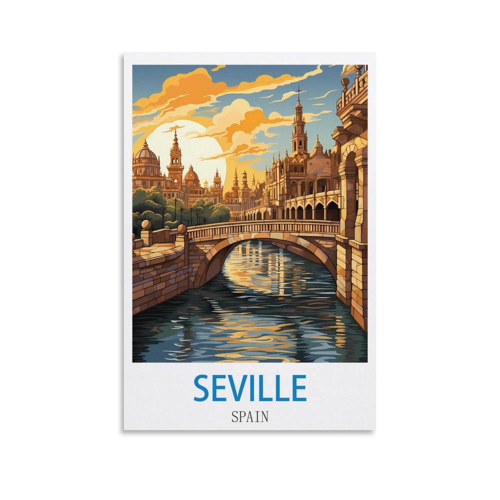 Fzyuen Unframe-Style Seville Spain Vintage Travel Posters 08X12inch(20X30cm) Canvas Wall Art Prints For Wall Decor Room Decor Bedroom Decor
