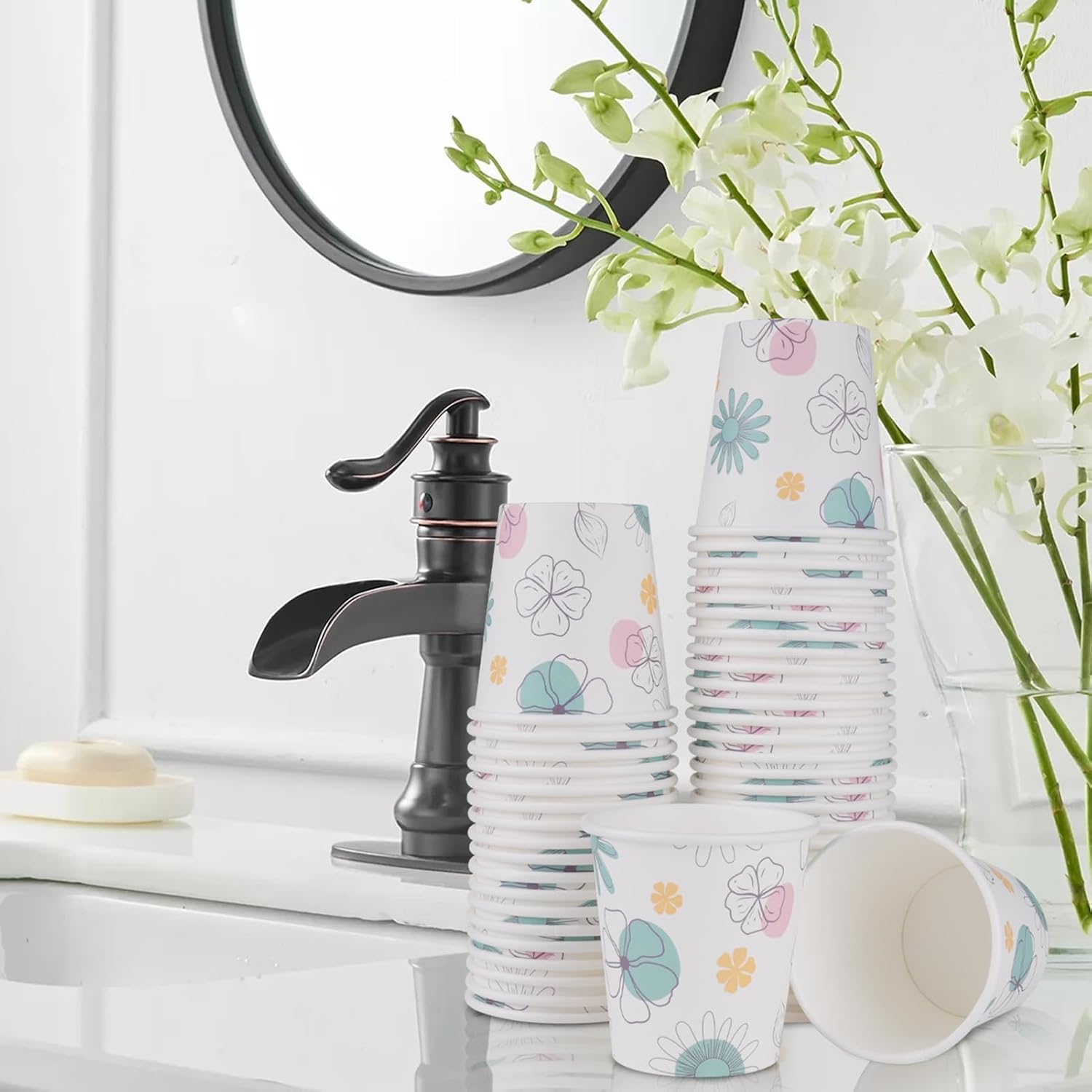 Lamosi 5 oz Paper Disposable Cups 300 Pack, Small Bathroom Mouthwash Drinking Cup for Water, Coffee, Sample, Tasting and Dessert - Image 3