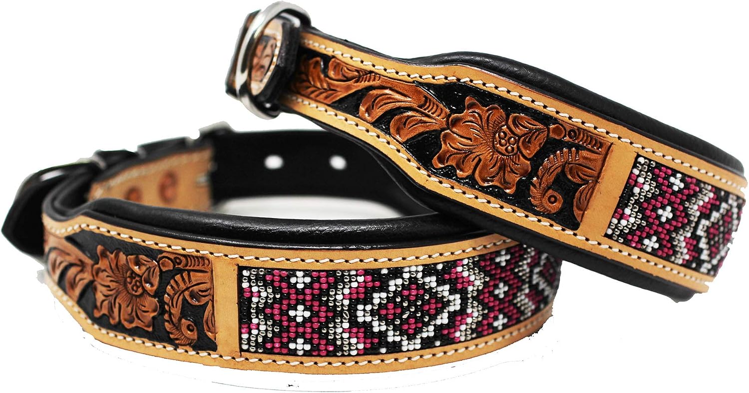 Small 13''- 17'' Dog Puppy Collar Genuine Cow Leather Padded Canine 60144