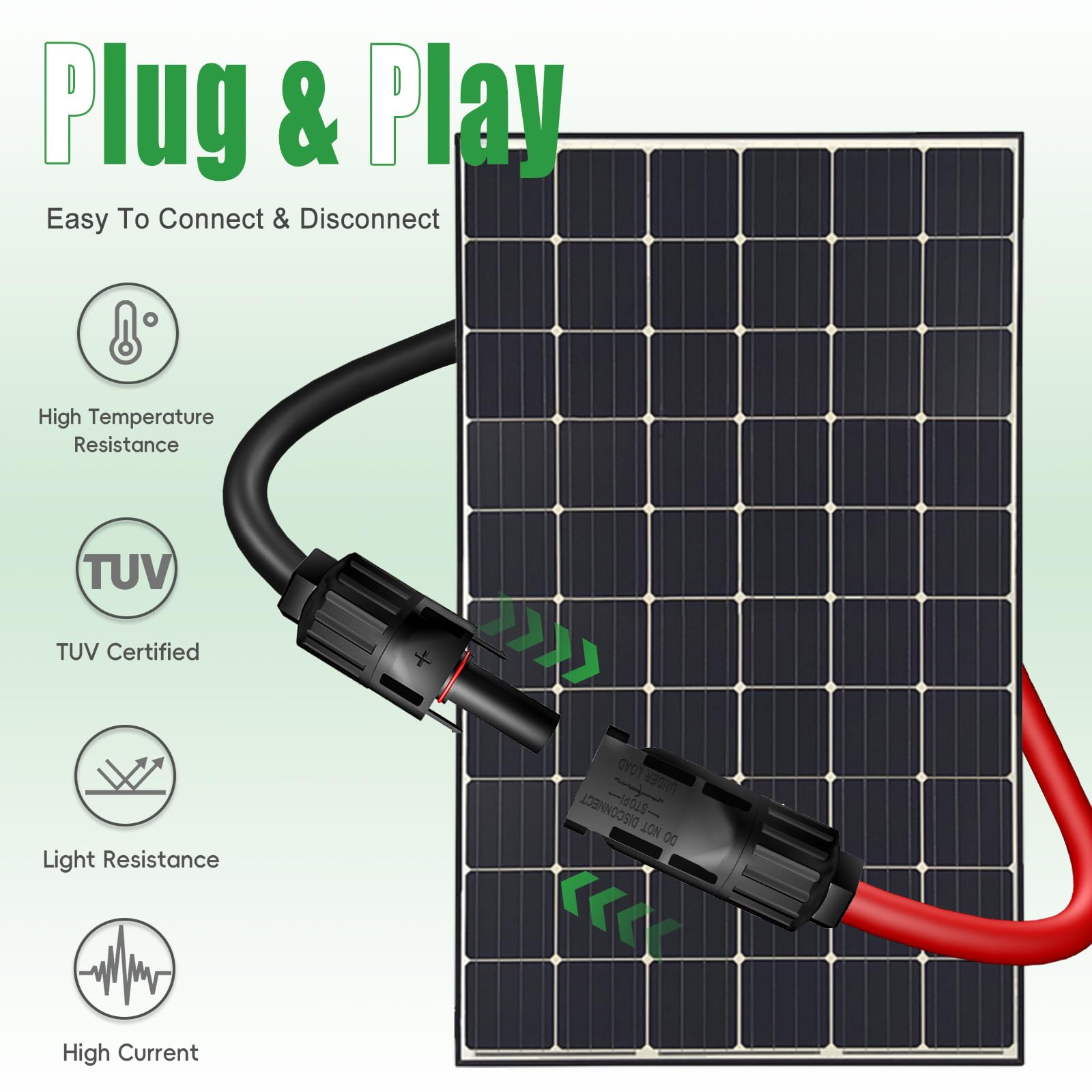 Feotech Twin Wire 20FT Solar Extension Cable - 10AWG (6mm²) Solar Panel Connector, with IP67-Male/Female Solar connectors for Outdoor Automotive RV Boat Marine Solar Panel- Black & Red