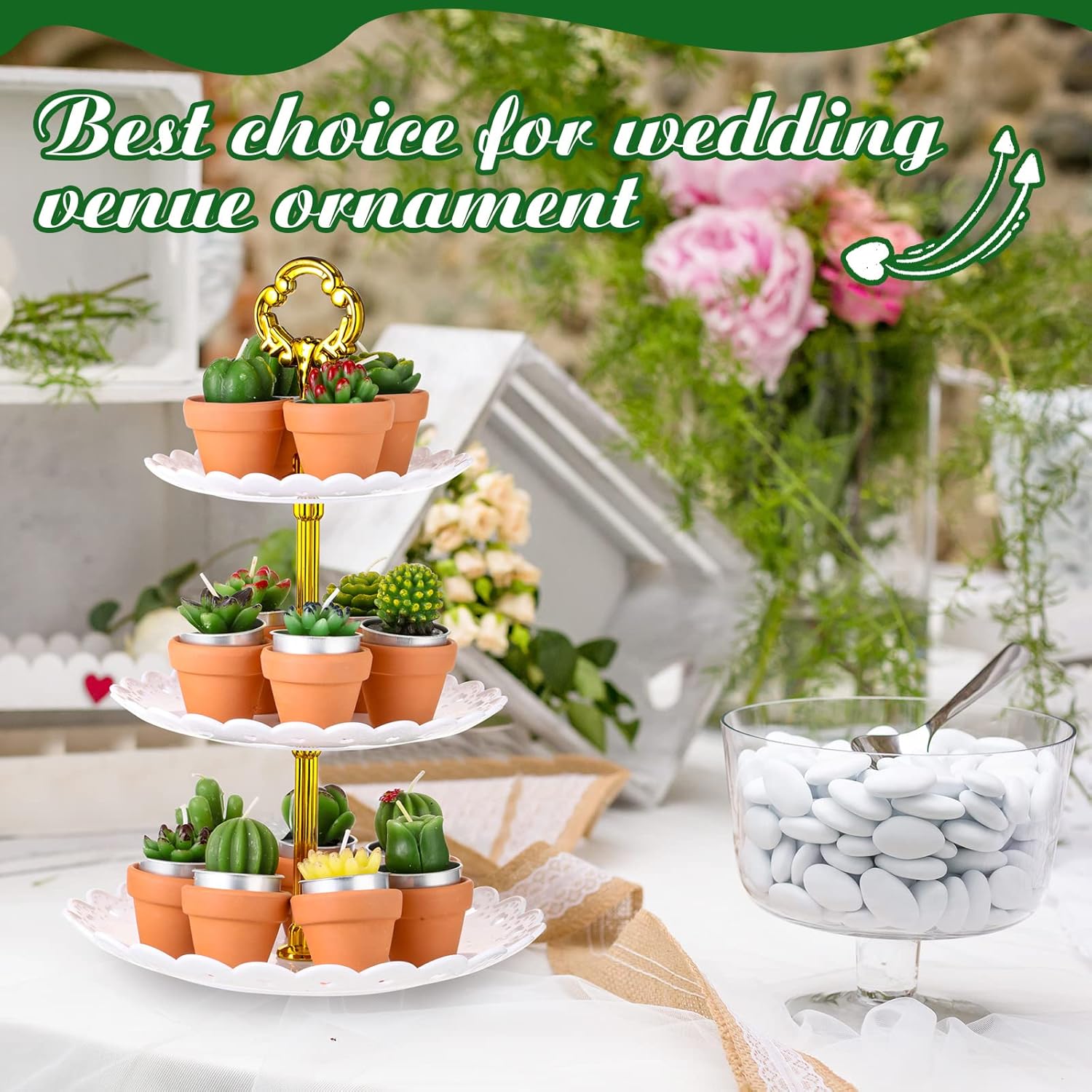 Lounsweer 84 Pcs Succulent Tealight Candles Bulk Novelty Decorative Cactus Candles Wedding Baby Shower Wedding Gifts with Mini Clay Holders for Birthday Party Home Mexican Party Favors (Novel)