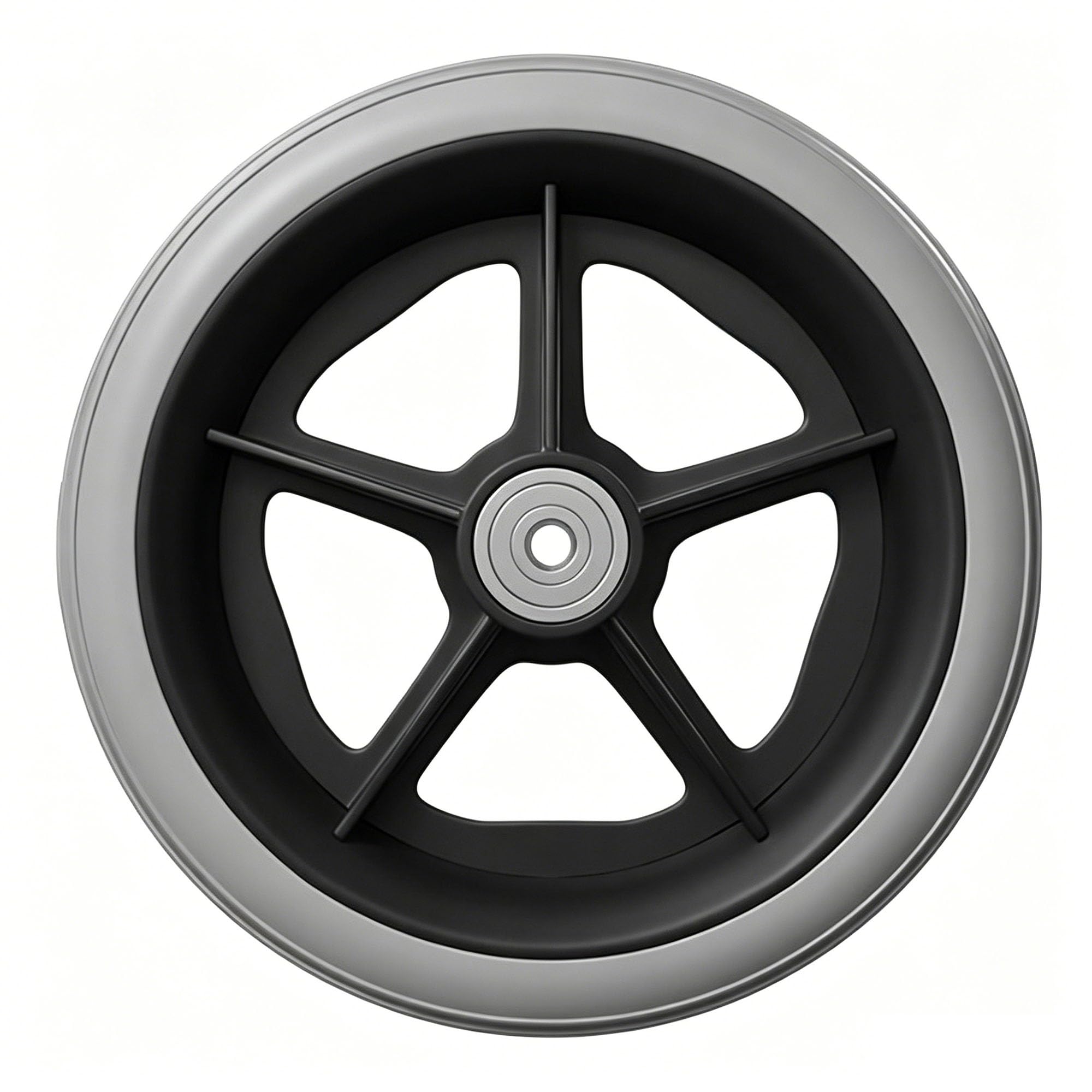 Genterun Grey Wheelchair Front Wheel, Solid Tire, With Bearing(Gray,6In Narrow)