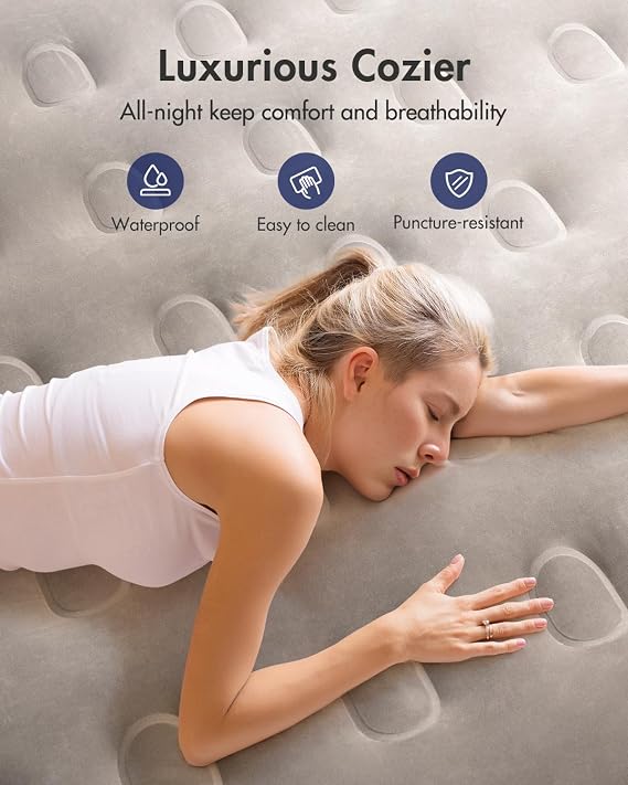 iDOO Air Mattress Queen with Built in Pump, 18 High-Rise Comfort Inflatable Blow up Mattress for Home Guest and Camping, Upgraded 40% Thicker Material, Portable Airbed, Colchon Inflable, 750lbs Max