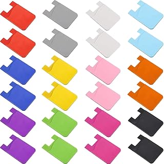Frienda 24 Pcs Silicone Card Holder Phone Wallet Stick on Self Sticker for Back of Phone for Check ID Business Card Credit Cards Compatible Works with Most Smartphones(Lovely Color)
