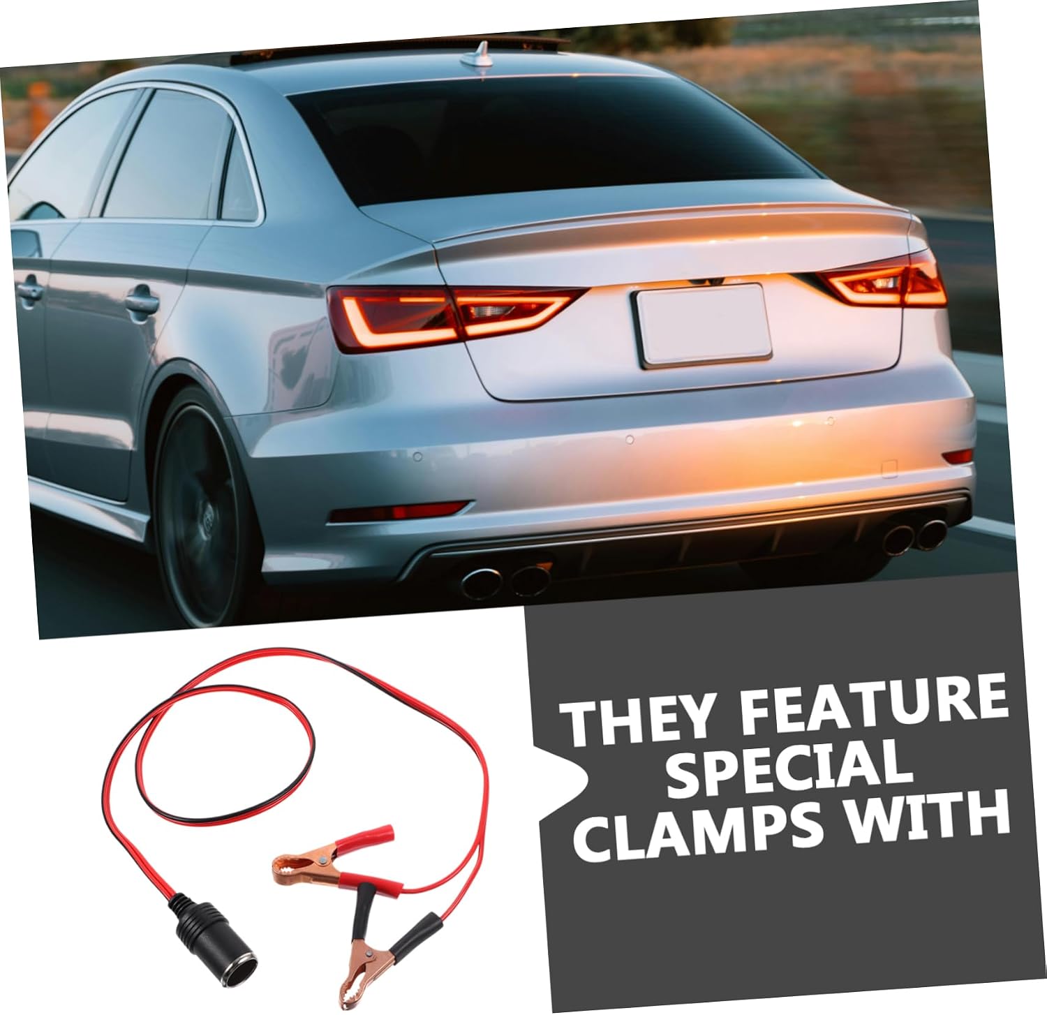 1.5m Jumper Cables Heavy Duty Car Battery Terminal Clamp Clip Lighter Socket Power Adapter Portable Booster Cables