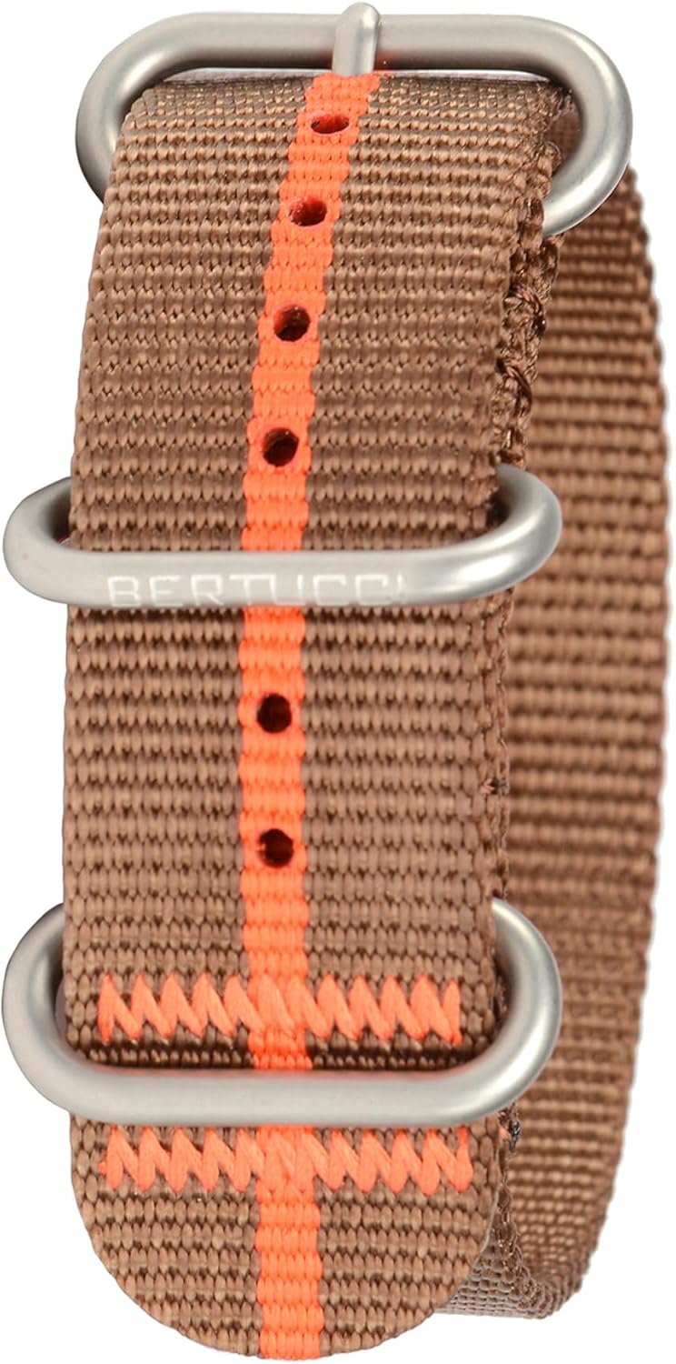 BERTUCCI® Nylon Watch Band - 22mm - Retro Racing Imola Bronze w/Orange Pro-Stripe™