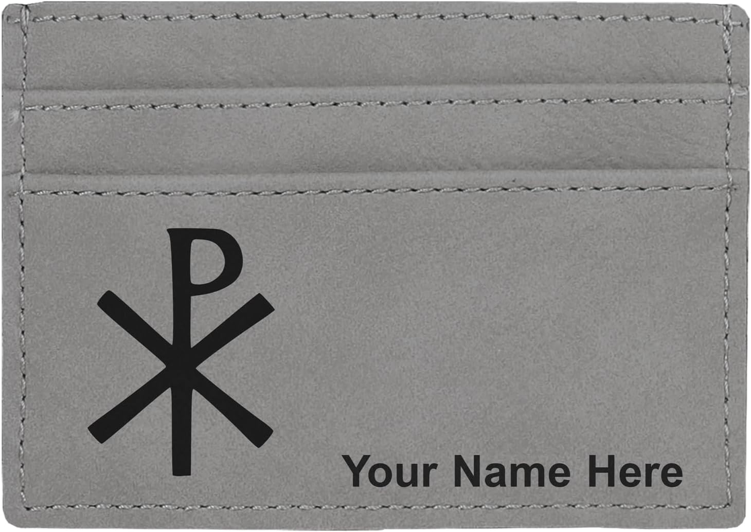 LaserGram MCW Money Clip Wallet, Chi Rho, Personalized Engraving Included (Black with Silver)