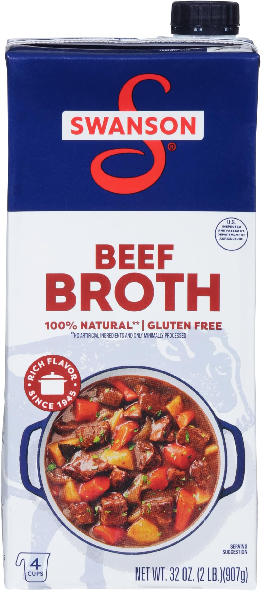 Swanson 100 Natural, GlutenFree Beef Broth, 32 Oz Carton