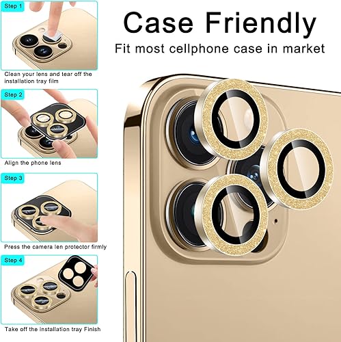 Miniatura 6 de WRJ Protector de lente de cámara para iPhone 14 Pro y iPhone 14 Pro Max, ultra transparente compatible con fundas borde de aluminio Funda de anillo