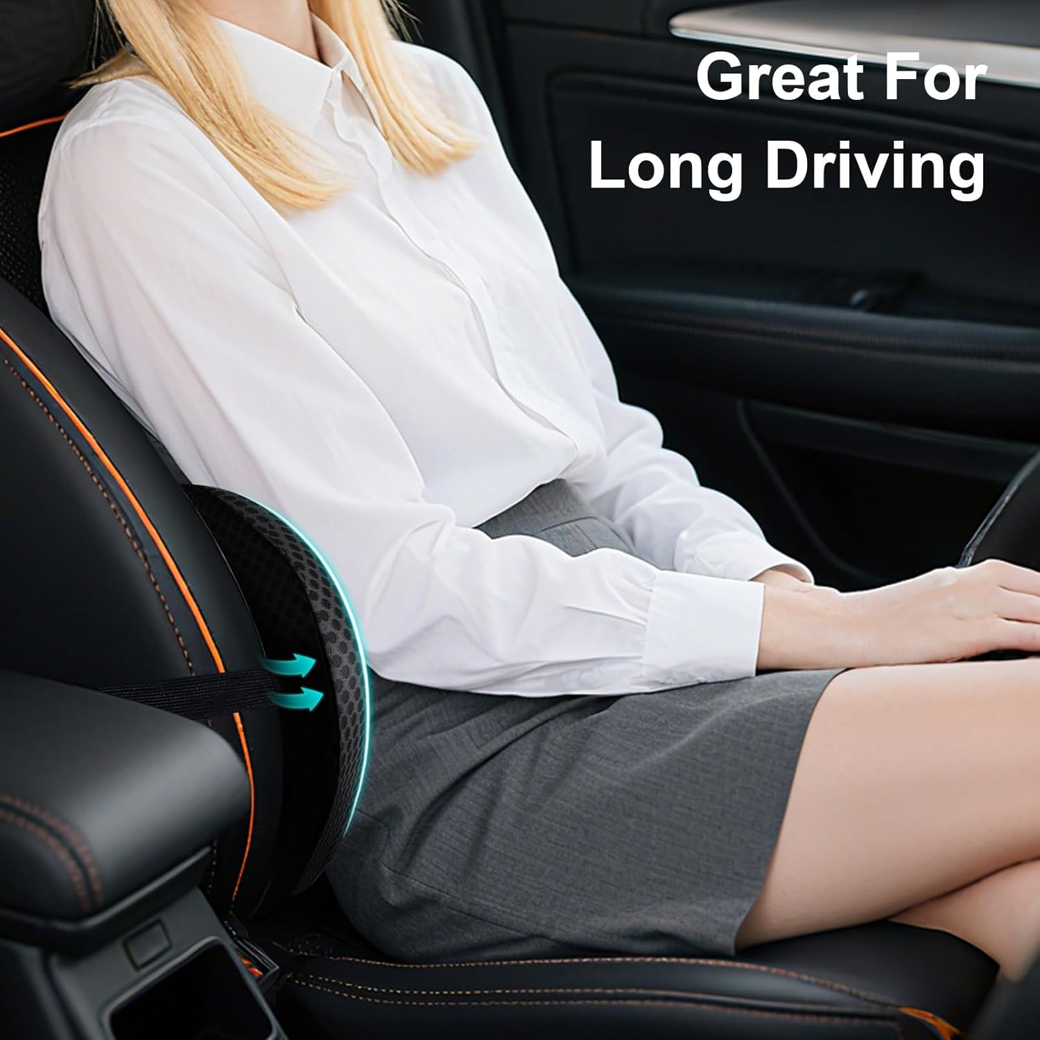 BYMECOST Lumbar Support Pillow, Ergonomic Back Cushion for Office Chair, Memory Foam Car Lumbar Pillow Lower Back Pain Relief with Adjustable Straps, Back Support Pillow for Car, Office, Home (Black) - Image 7