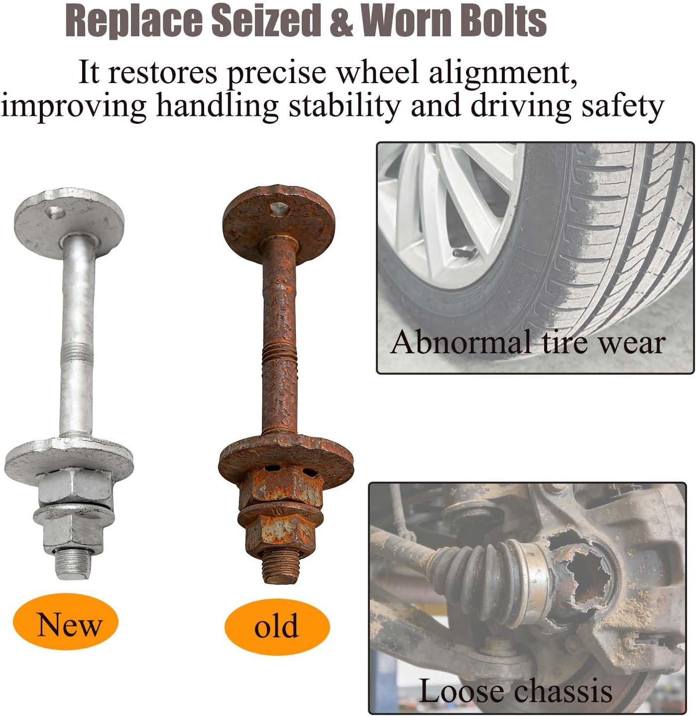 48409-60020 48190-60020 Lower Control Arm Cam Bolts Kit Compatible with Toyota 4Runner 2003-2009, Compatible with FJ Cruiser 2007-2010, Compatible with Tacoma 2005-2016