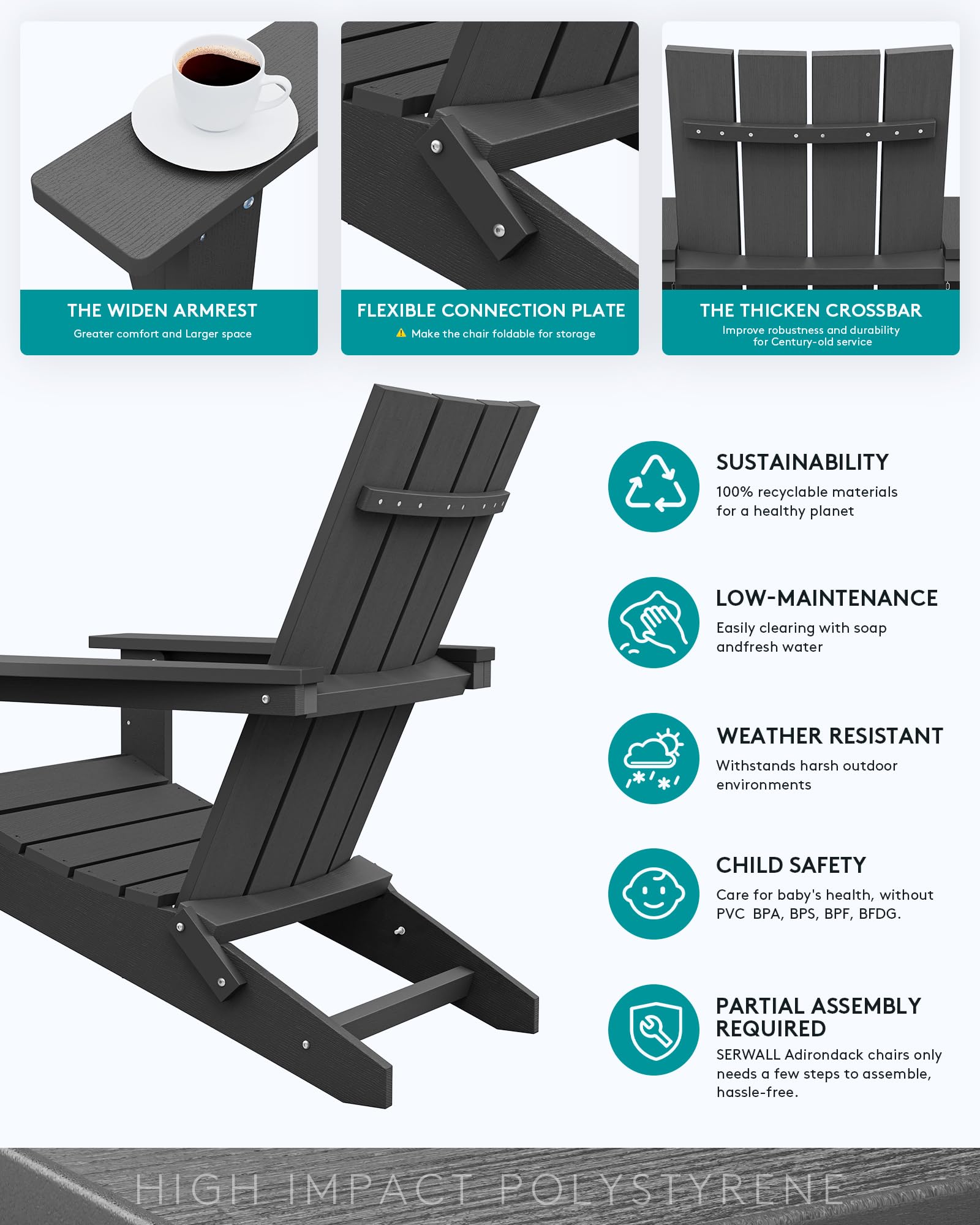 Modern Adirondack Chairs Plastic, Oversized Adirondack