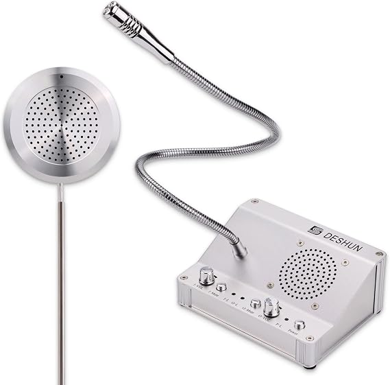 DESHUN Window intercom, Window Speakers, Dual-Way Window Counter intercom Microphone, for The Business/Bank/Office/Hospital/Station/Catering/Ticket Window to Provide Communication Solutions