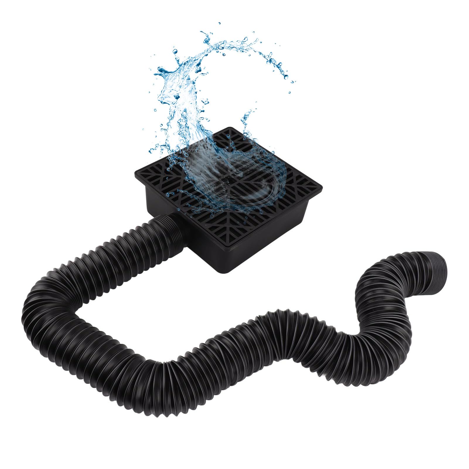 equlup Catch Basin Downspout Extension, Gutter Downspout Extender with Dual Drain Hole Low Profile No Deep Dig Rainwater Diverter for Cement Floor Lawn
