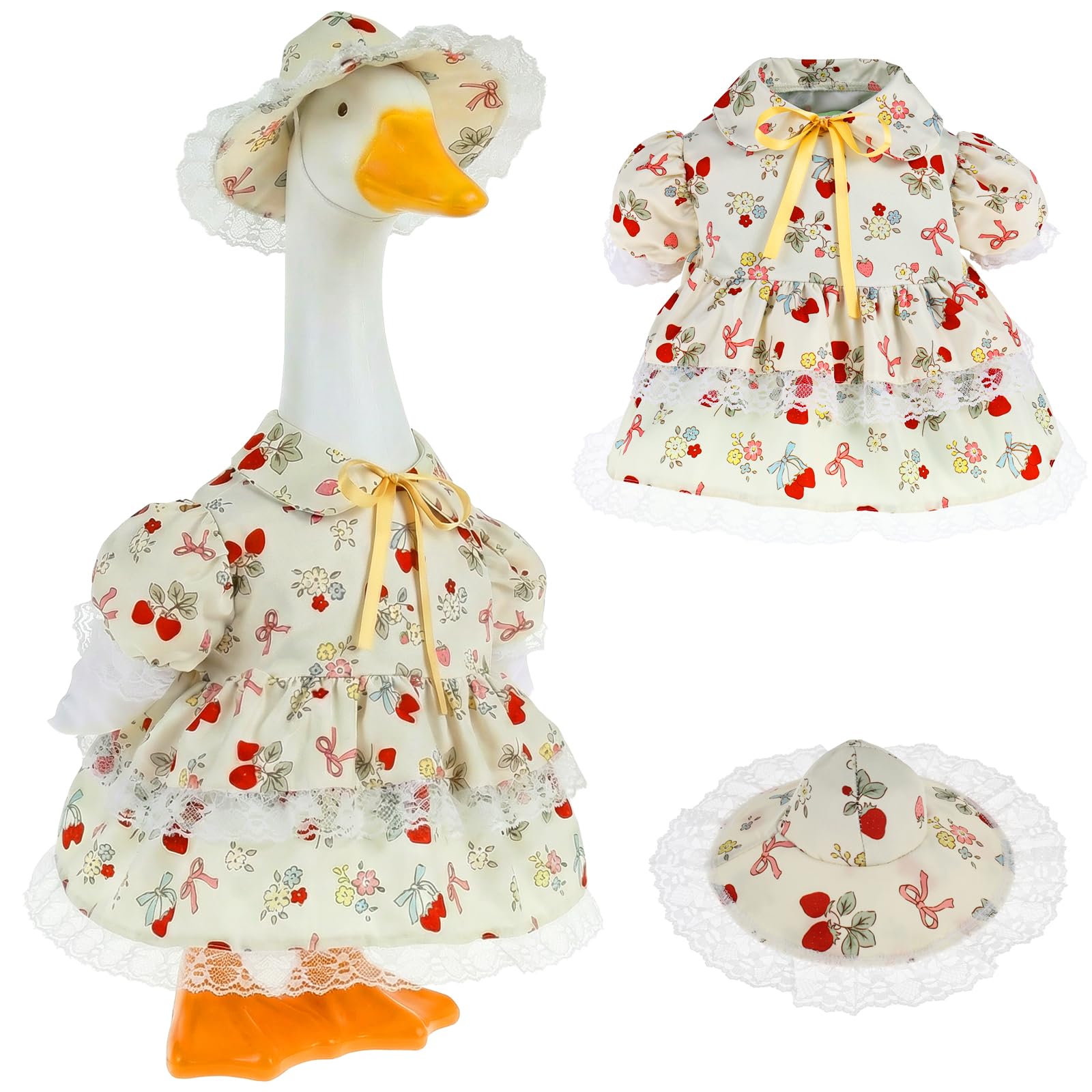 Spring Porch Goose Outfit, Garden Statue Clothes,Spring Summer Goose Costume Clothes for Indoor Outdoor Yard Lawn Patio Art Decor,Designed for 23-inch Standard Geese as Pets or Statues(Style-A)