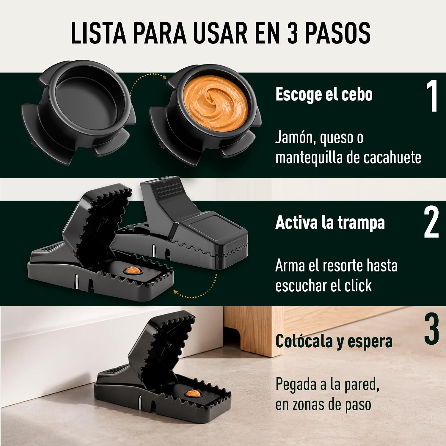 Mice&Co 6 Cepos para Ratones Reutilizables sin Veneno, Ratonera - Détails et caractéristiques
