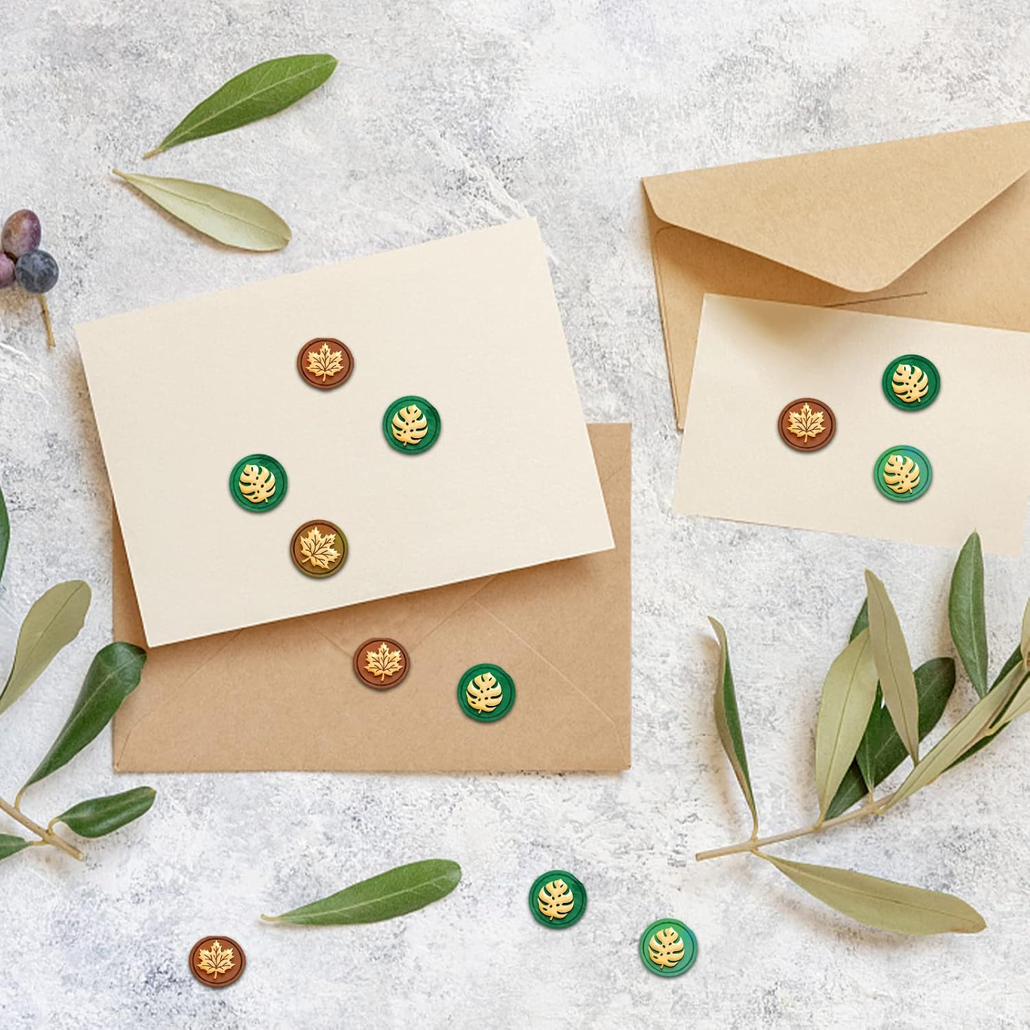 CRASPIRE Wax Seal Stamp 15mm Mini Brass Stamp Tortoise Leaf Maple Leaf Vintage 2 Sides Pattern Mini Wax Stamp for Wedding Invitations Envelopes Halloween Christmas Thanksgiving Gift Packing image 3