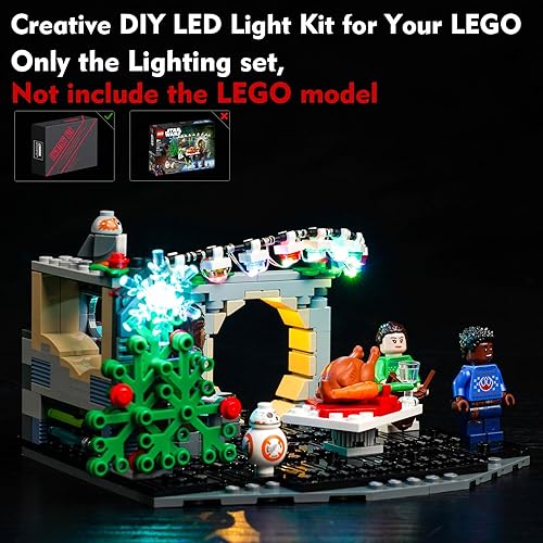 Miniatura 4 de VONADO Kit de luces LED para Lego Millennium Falcon Holiday Diorama 40658, accesorios de iluminación creativa compatibles con Lego 40658 juego de