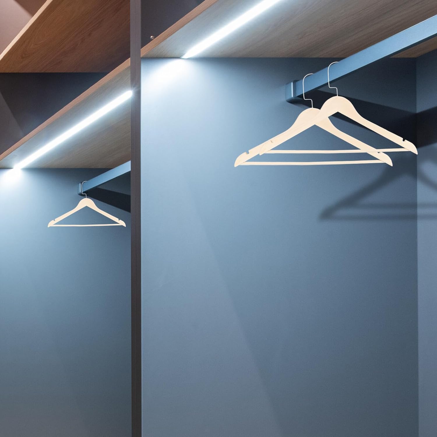 DOITOOL 10Pcs Retro Wood Clothes Storage Hangers with Hooks Non-Skid Household Organizer for Jeans Skirts Pants Lightweight Wooden Clothes Holders