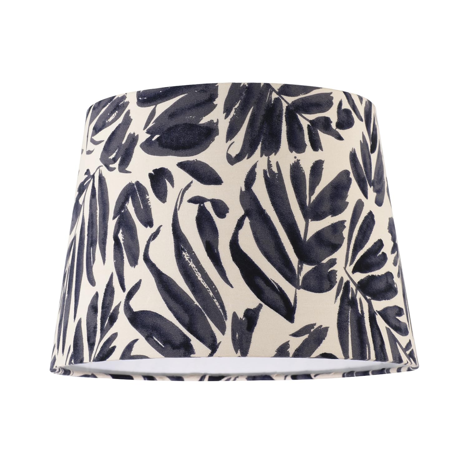 Happy Homewares Blue Midnight Palm Leaf Themed 25Cm Drum Lampshade With Fabric Lining