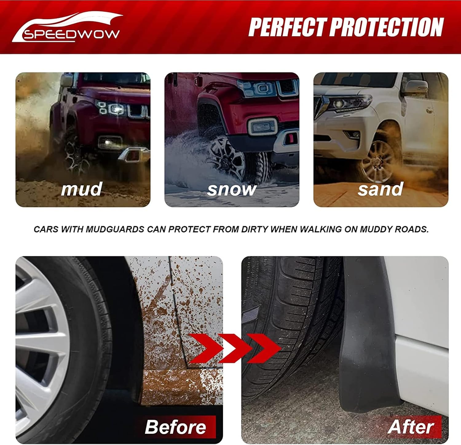 SPEEDWOW Mud Flaps,Fit for 2016-2019 Honda Civic(Not fit Side Skirts),Front and Rear 4Piece/Set（No Drilling Required）