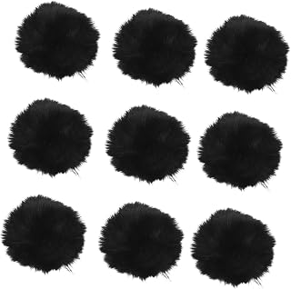 VILLCASE 40 Piezas Pompones Negros para Manualidades Bolas Peluche Falsas con Bucle para Llaveros y Colgantes Accesorios Suaves para Gorros y Ropa de Invierno