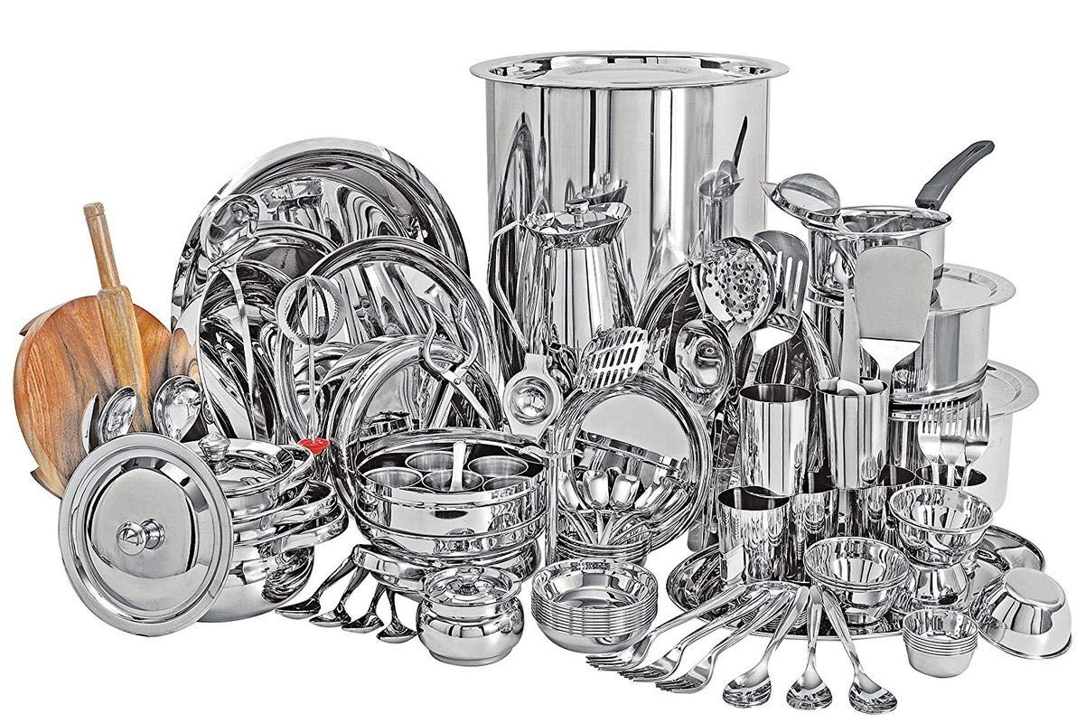 Devraj Steel Steel Dinner Set 121 Pieces Amazon.in Home & Kitchen