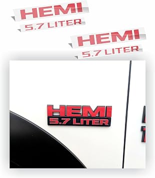 شعار HEMI سعة 5.7 لتر ملصق تراكب - 2013-2018 رام - لون لامع أحمر
