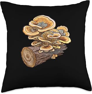 Turkey Tail Mushrooms On A Log Throw Pillow