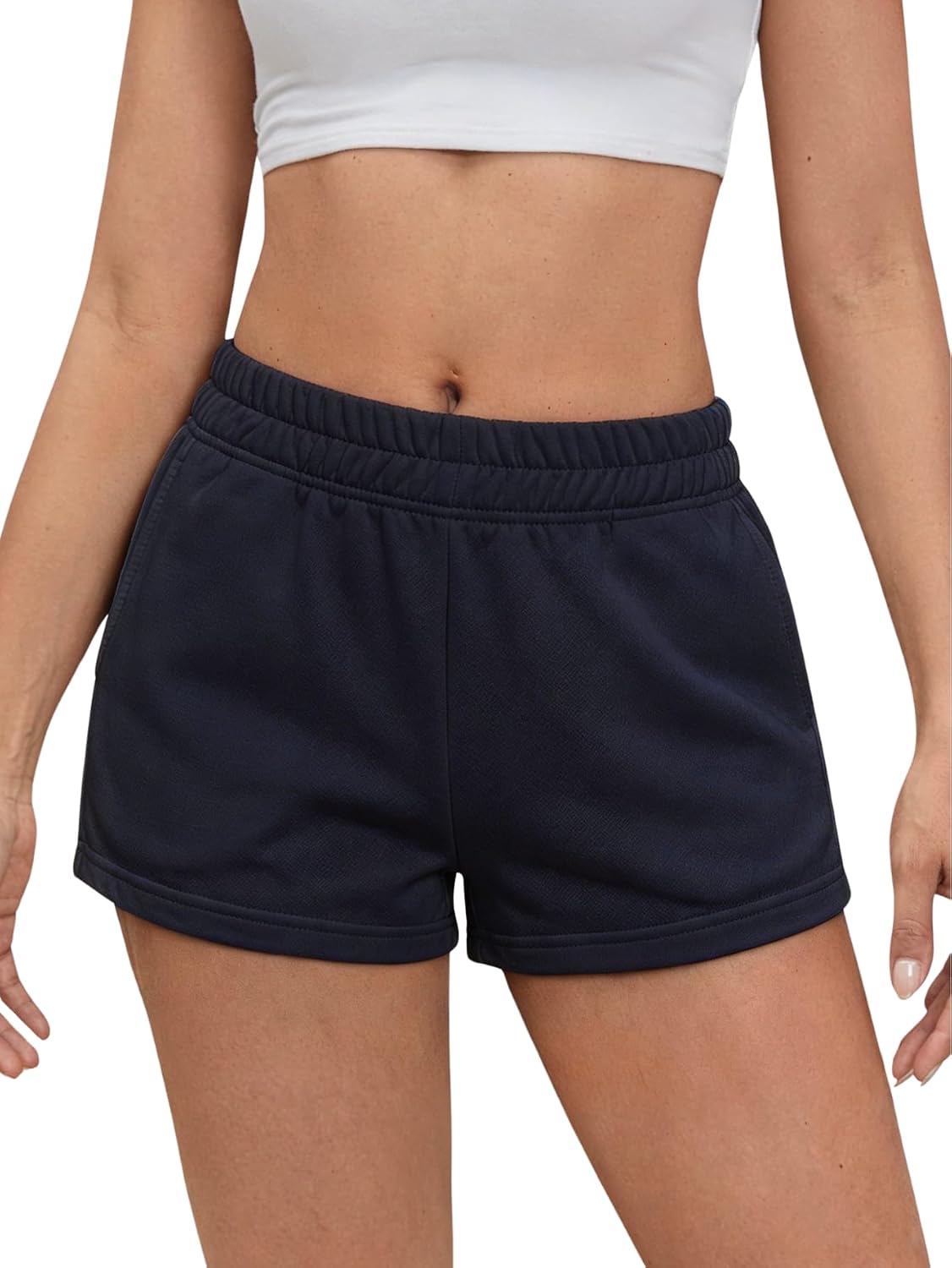 SOLY HUX Women's Sweat Shorts Casual Summer Elastic High Waist Running Lounge Shorts with Pockets