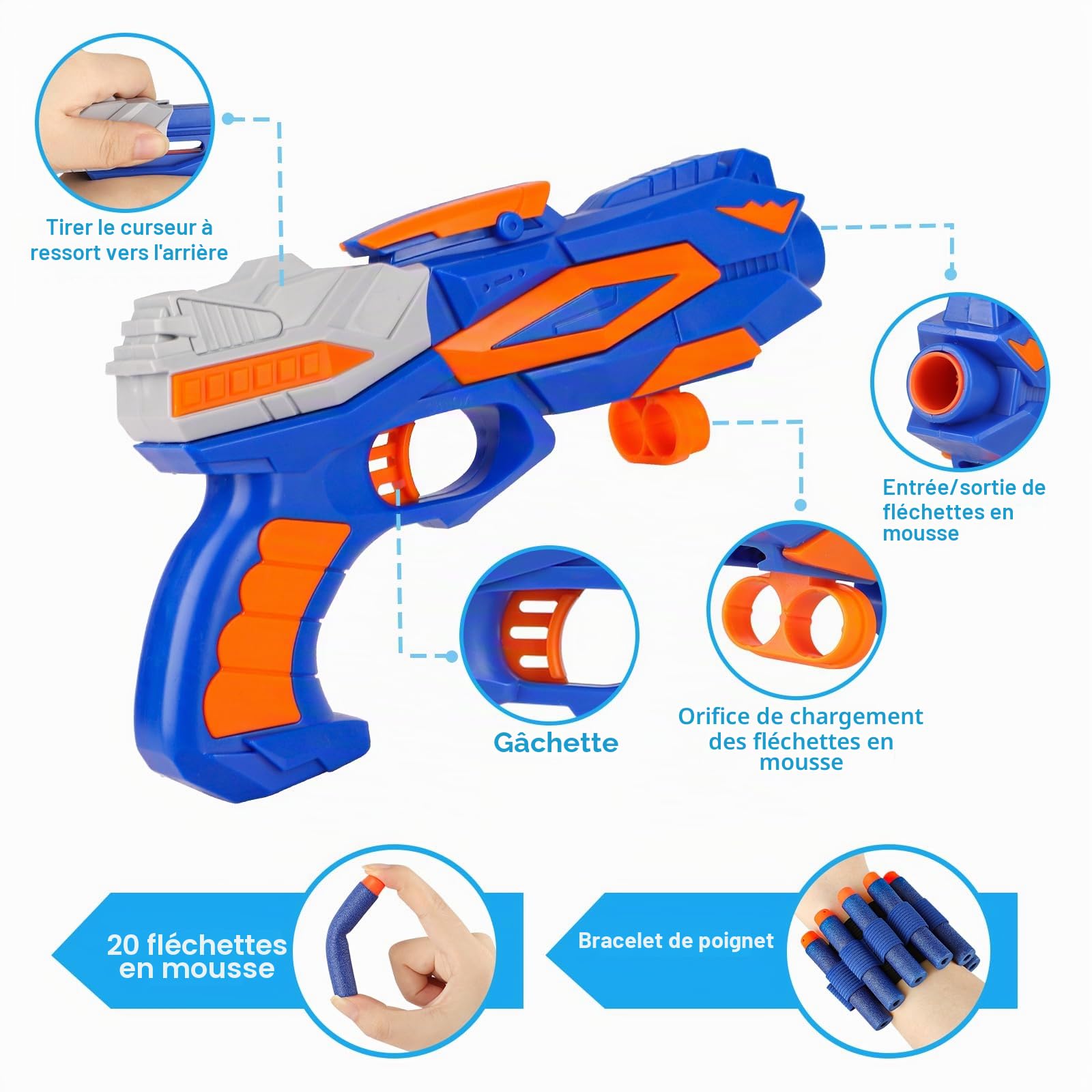 Buoeuik Cible de tir à la cible pour Nerf, cible numérique électrique, 20 fléchettes pour enfants de 3, 4, 5, 6, 7, 8, 9, 10 ans