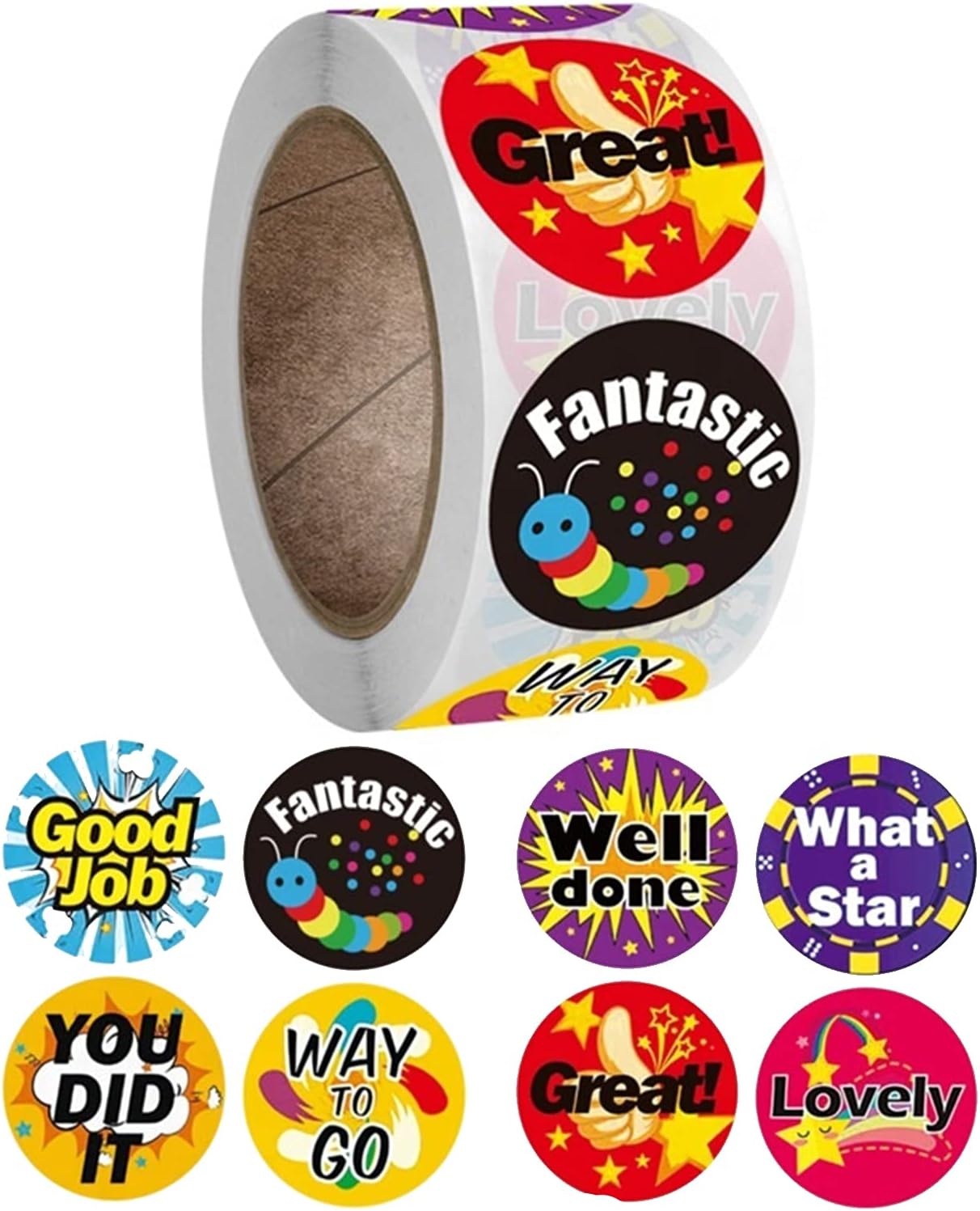 PHOEB Cute Reward Motivational Stickers, School Teacher Reward Stickers Cute Label Stickers for Kids and Girls 500pcs Self Adhesive Stickers for Gift Bag Kraft Label Decor Box Decor (Reward Stickers)