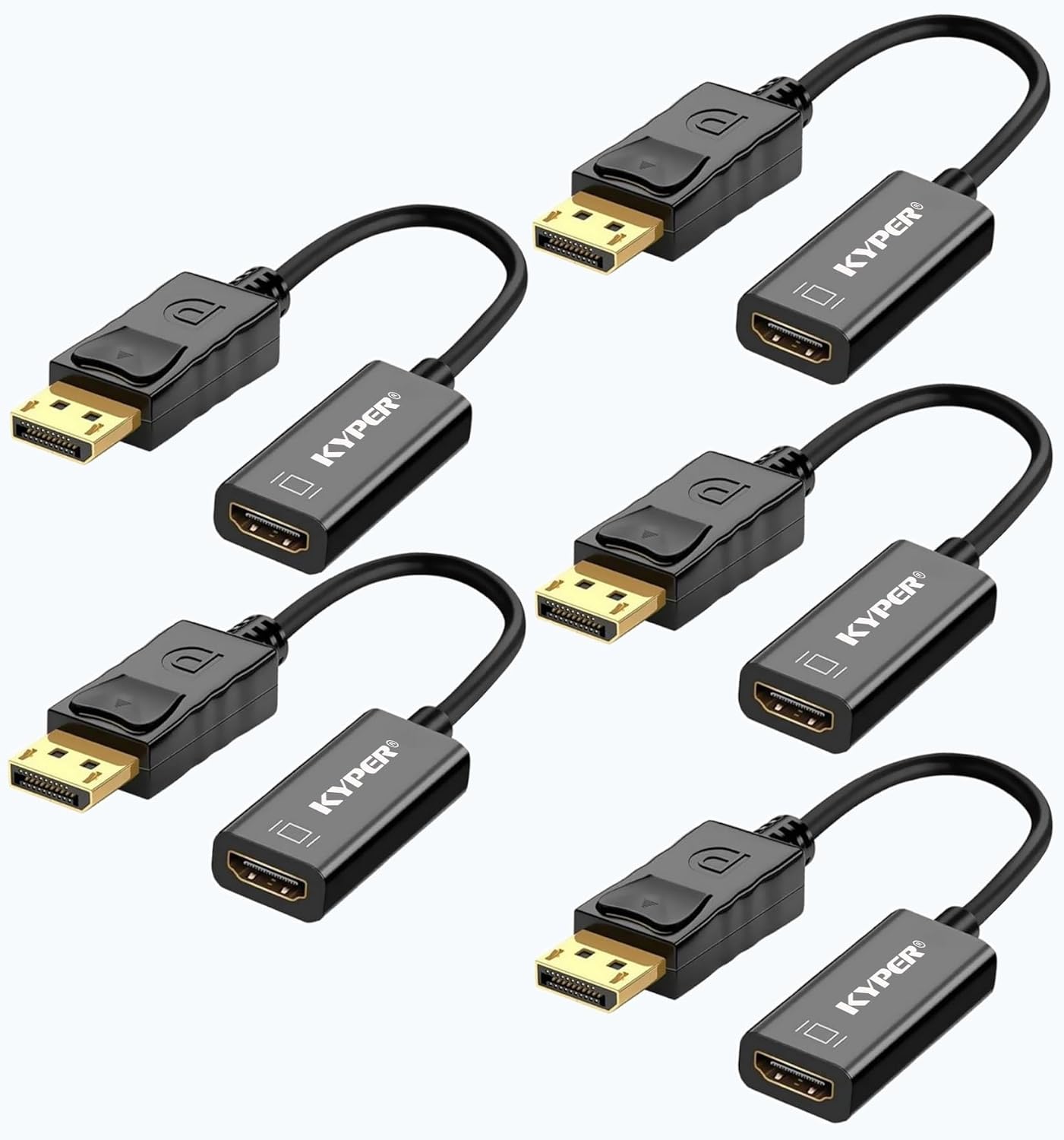 Kyper USKyper-564K (1 Pack) 4K DisplayPort to HDMI Adapter Cable 24K Gold Plated Uni-Directional DP to HDMI Converter (Male to Female) Compatible All Brands PC Laptop Monitor HDTV Projector