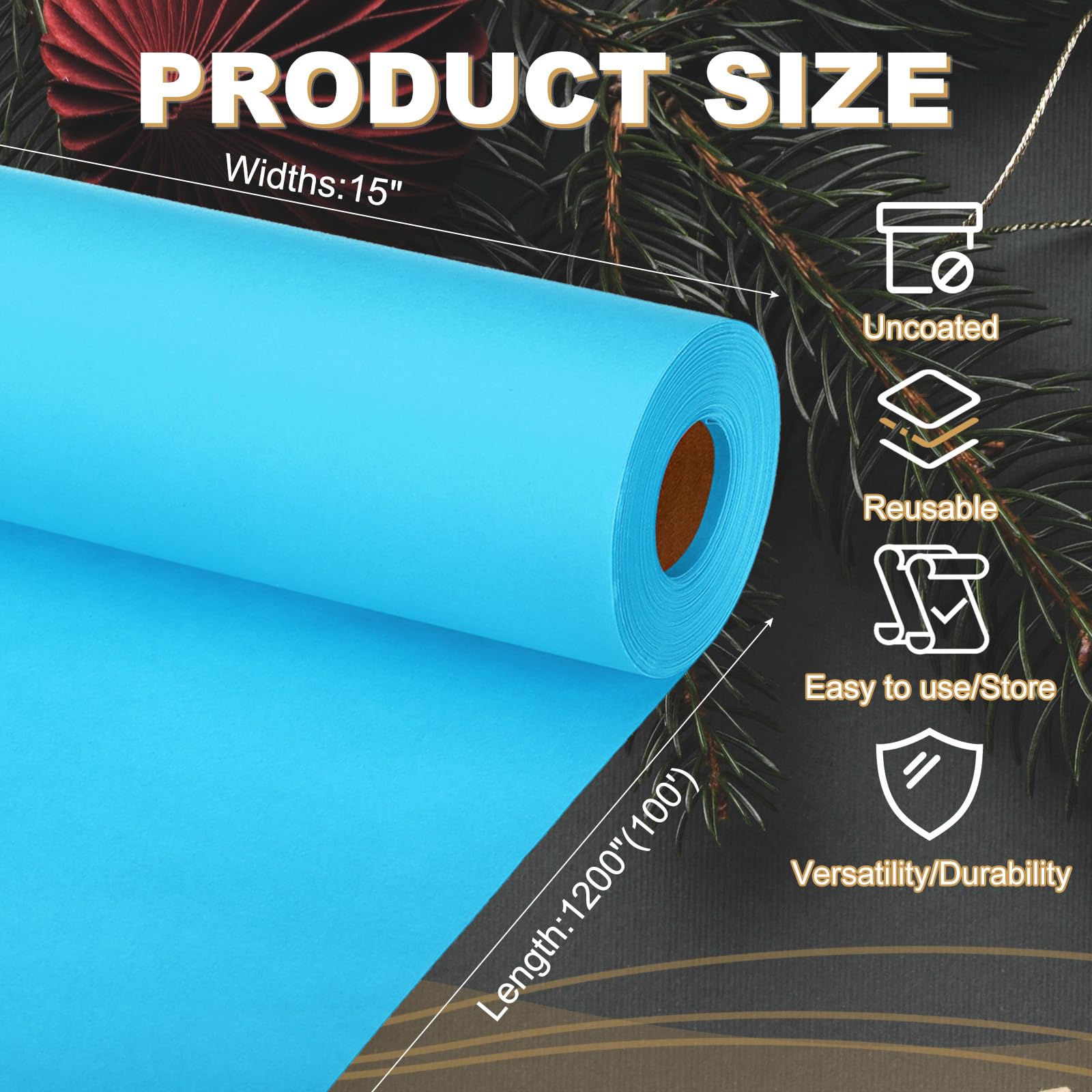 PATIKIL Papel De Regalo, Rollo De Papel Kraft De 15" X 600