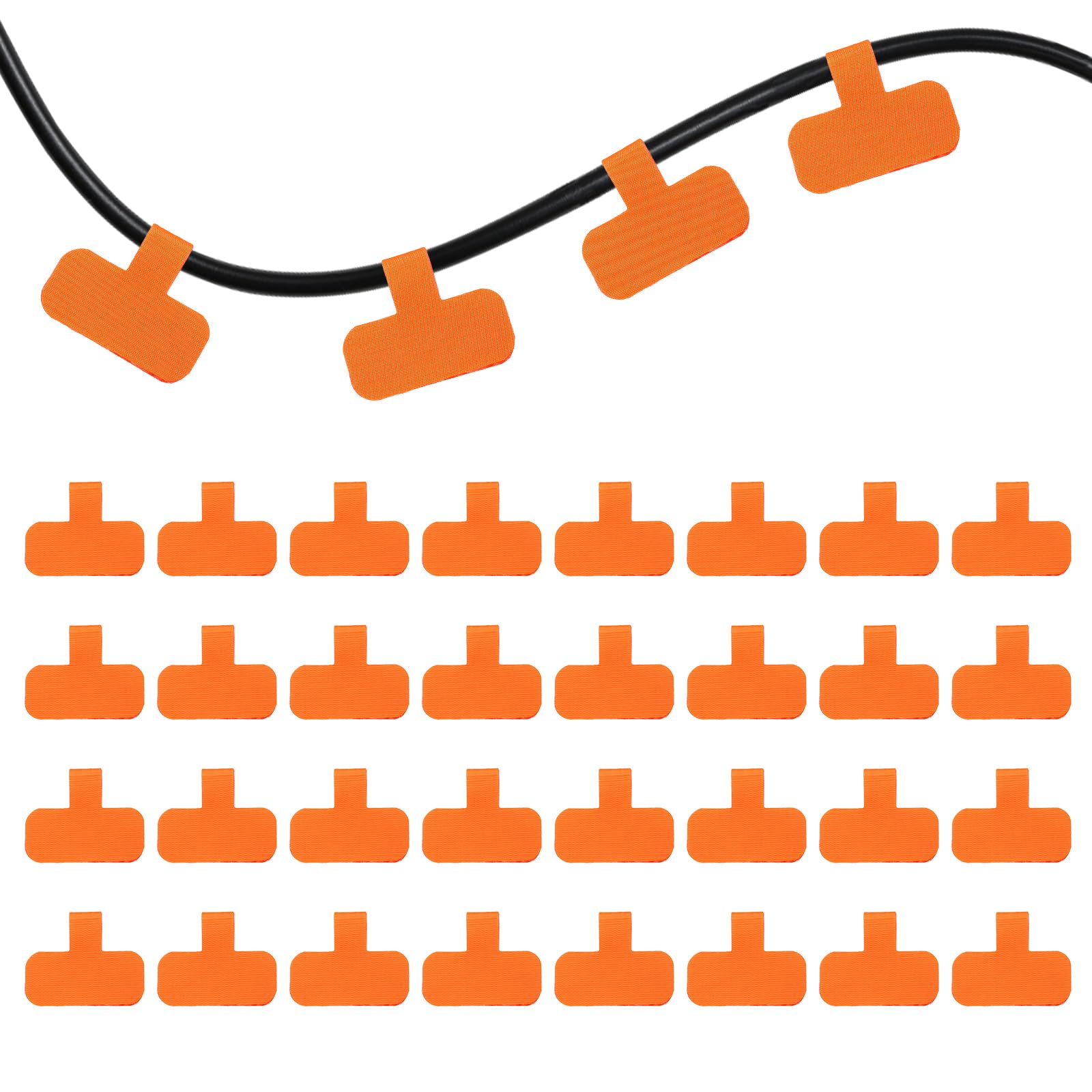 PATIKIL 32Pcs Cable Labels Tags, Reusable 60MM Write on Wire Tags Cord Labels Hook Loop Rectangle Cable Ties for Electronics Organize Wire Classify Identification Management, Orange