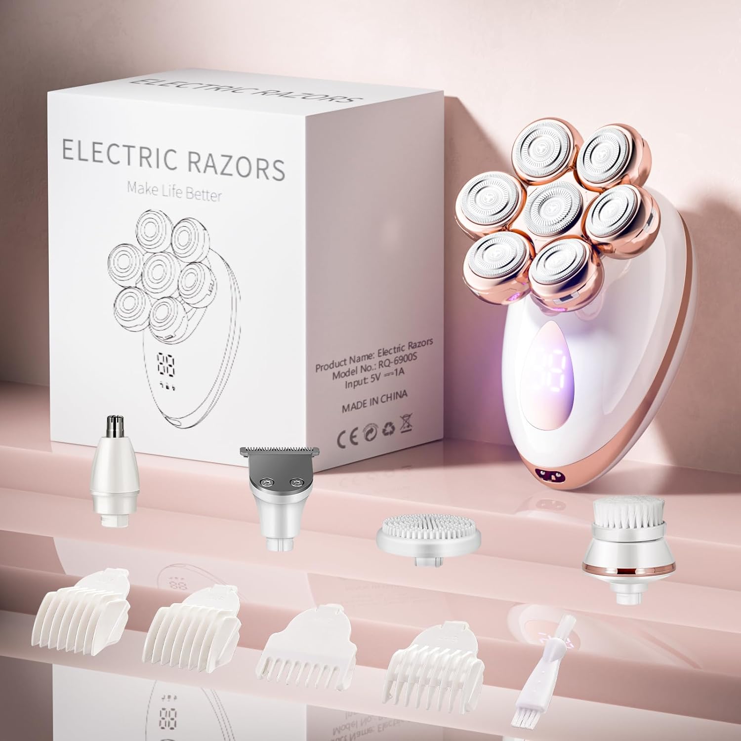 Electric Razors for Women, Rotary Shaver for Legs, Bikini, and Underarms Hair Removal, Wet & Dry Waterproof Grooming Kit, Cordless Lady Trimmer