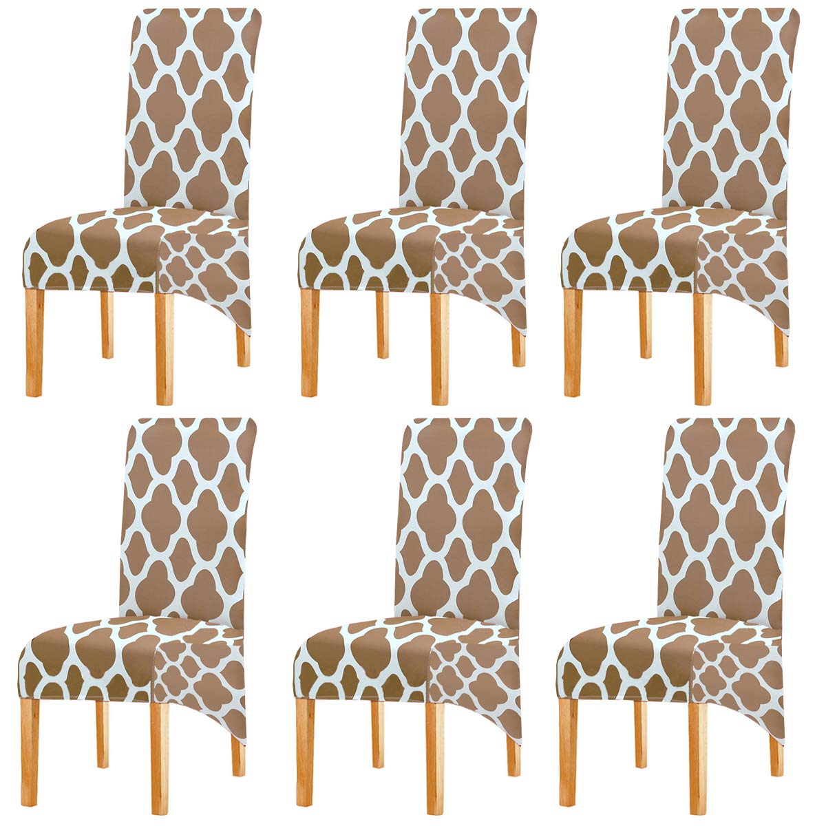 KELUINA Printing Fabric Stretch XL Chair Covers for Dining Chairs, 2/4/6 Pcs Elastic Large Chair Slipcover for Dining Room Wedding Banquet Party Decoration (Camel-03,6 Pack) โ image 1