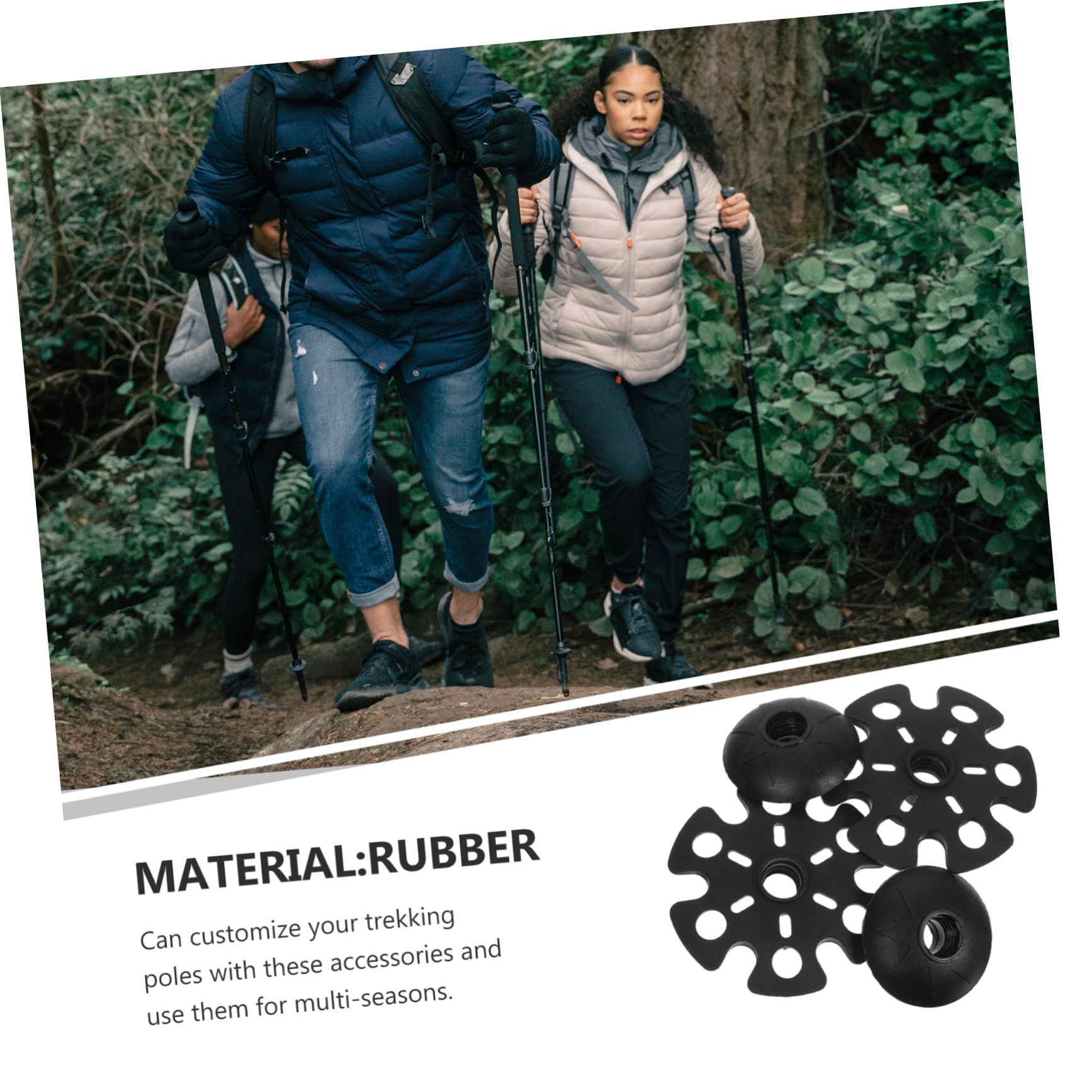 iplusmile 4 pièces Embouts Bâtons Trekking Caoutchouc Accessoires Randonnée pour Montagne Protection Durable Antidérapante pour Rocheux et Routes Glissantes