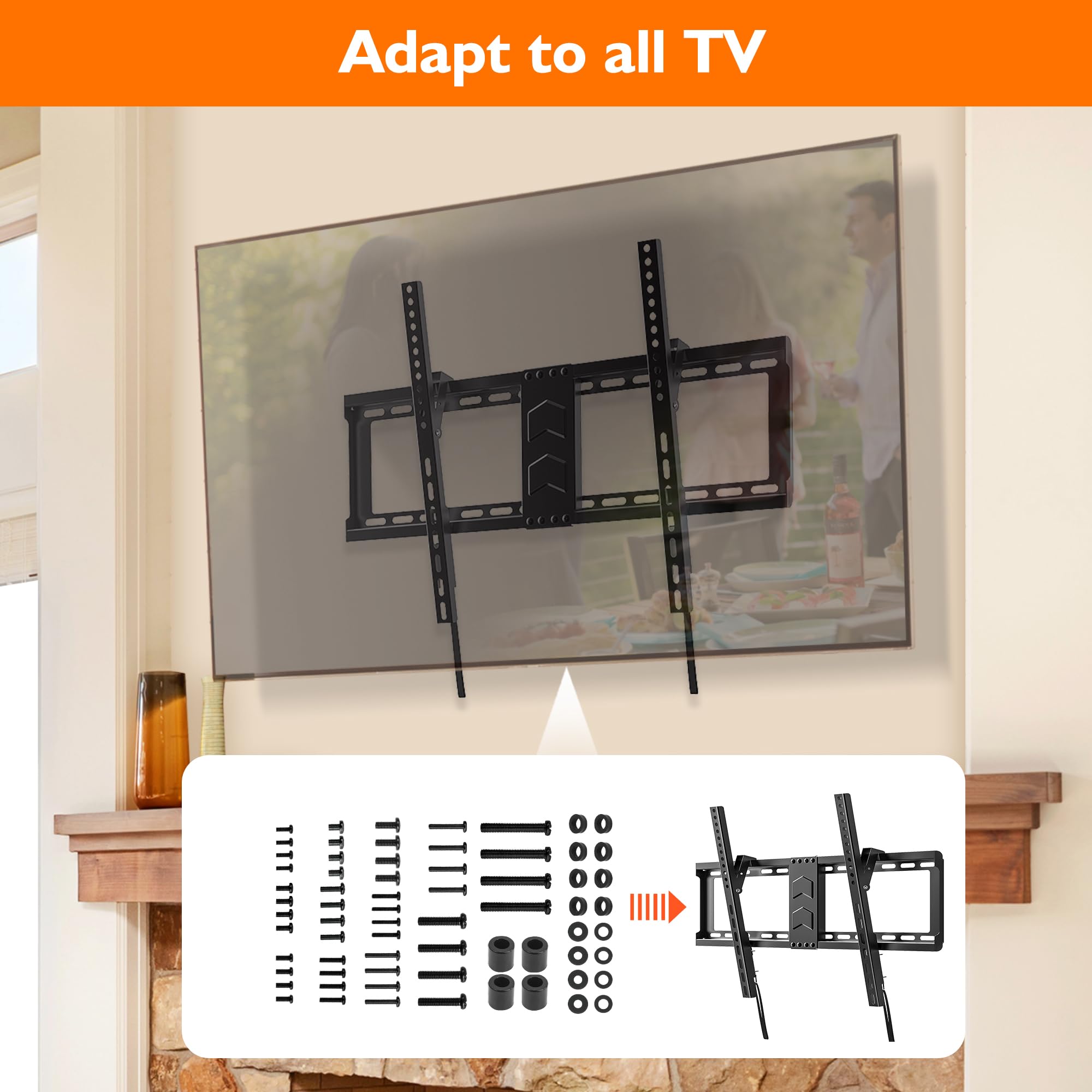 Echogear Kit de montage TV universel compatible avec tous les téléviseurs jusqu'à 80, y compris Samsung. Le paquet comprend des vis TV M4, M5, M6 et M8