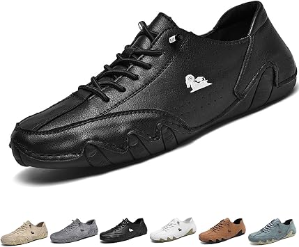 Italian Handmade Suede High Boots, Beck Shoes Men Waterproof, Non-Slip Lightweight Breathable All Season High Top Boots Casual Sneakers for Hiking & Driving  Color Black-Low , Size 41 EU