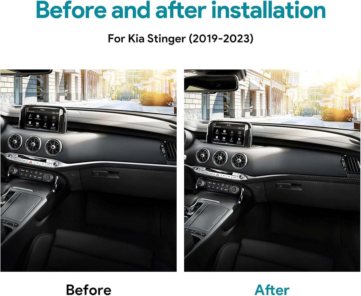 AIRSPEED Carbon Fiber for Kia Stinger 2019 2020 2021 2022 2023 Center Console Dashboard Strip Cover Interior Trim Accessories, Black