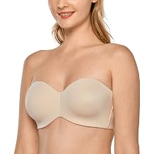 DELIMIRA Womens Strapless Bra Unlined Underwire Minimizer Plus Size Support