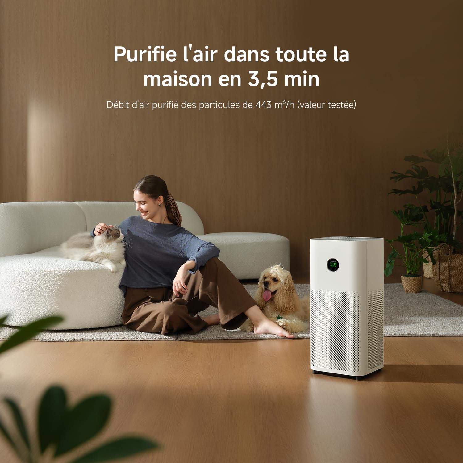 Xiaomi Smart Air Purifier 6 : Purificateur HEPA pour pièces jusqu'à 87,5 m² | CADR 443 m³/h, élimine 99,97 % des allergènes,Mode nuit silencieux,contrôle via App et Alexa,Air pur pour toute la maison