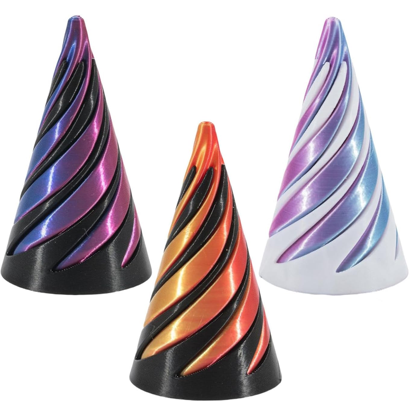 Bessy shop 3 Pcs Spiral Cone Fidget Toys,3D Printed Impossible Pyramid Passthrough Twisty Cones