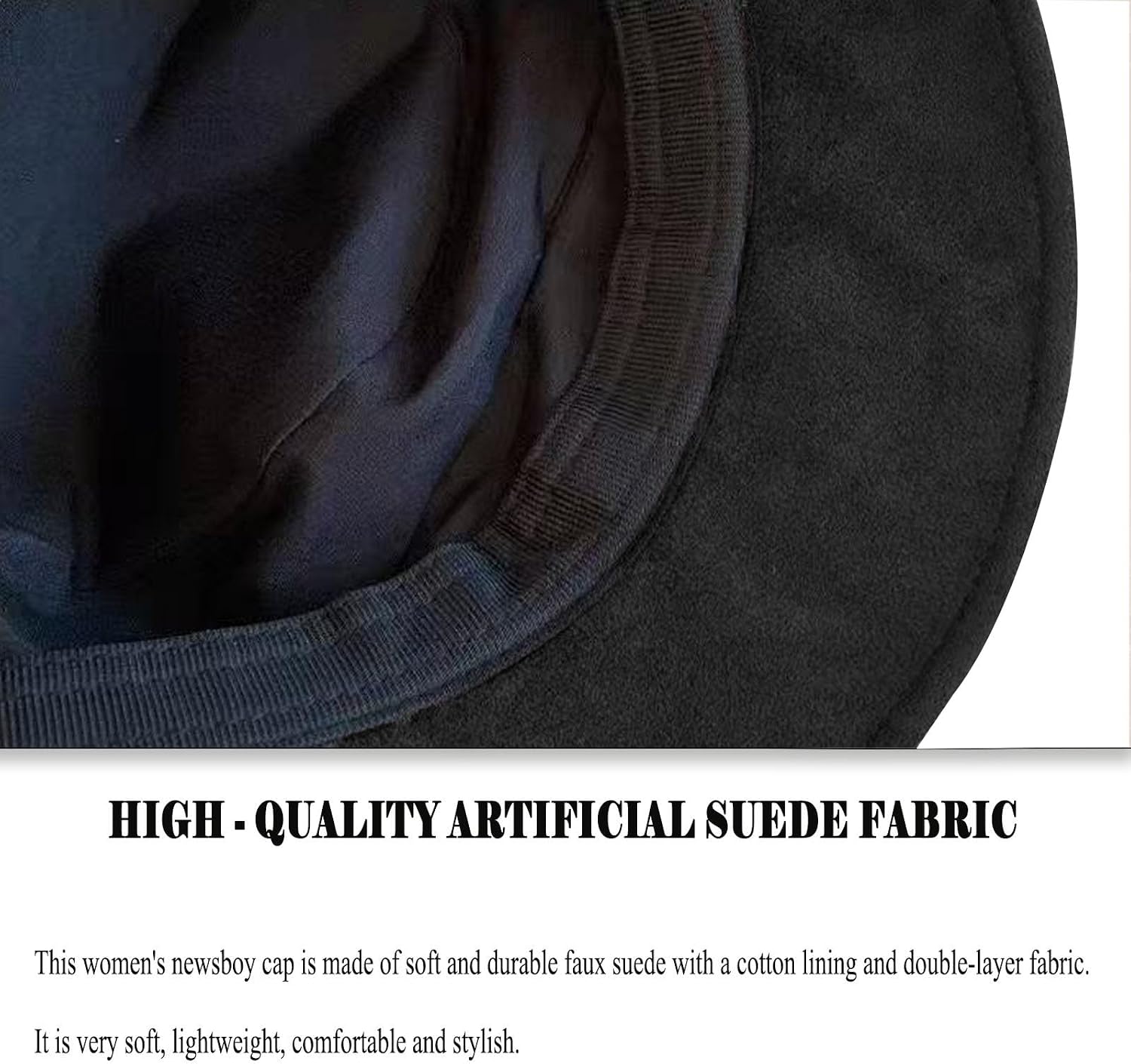 huablo Women's Suede Flat Top Newsboy Cap - Soft Brim & Hook - and - Loop Adjustment - Fall Winter Cabbie Paperboy Hats