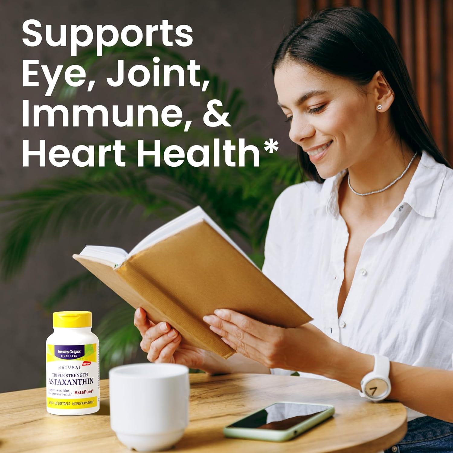 Healthy Origins Astaxanthin 12 mg (Natural, Astapure, Triple Strength, Non-GMO, Gluten Free, Eye Support, Joint Support, Immune Support), 60 Softgels