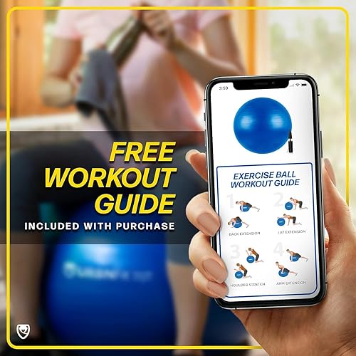 Miniatura 8 de 26 Inch Exercise Ball, Yoga Ball for Workout, Balance Stability, Fitness Ball for Office, Home, Gym, Balance Balls with Quick Pump Azul,Negro