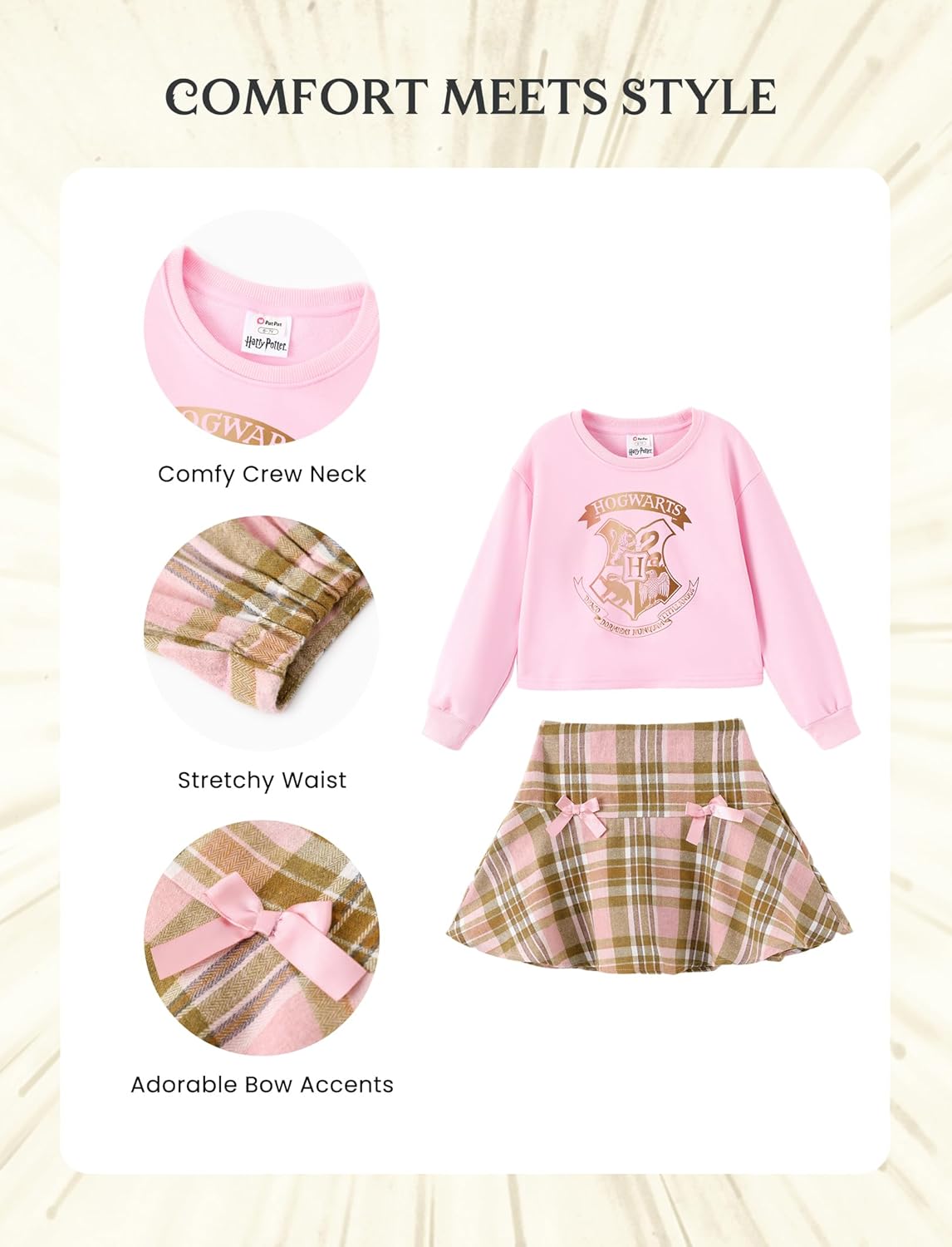 Harry Potter Girls Clothes Gryffindor Hogwarts Hedwig Owl Sweatshirts and Plaid Skirt Clothing Sets Outfits Red for Birthday - Image 4