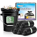 Teivio 5 Gallon 100 Counts Black Trash Bags Garbage Bags, Bathroom Trash Can Bin Liners, Small Plastic Bags for Home Office Kitchen Kitchen, Black