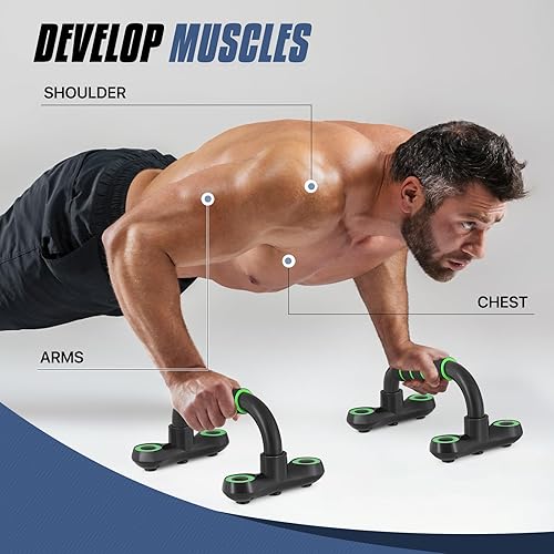 Miniatura 4 de MADOG Barras de flexión portátiles con agarre de espuma acolchado, asas antideslizantes para fitness en casa, soporta hasta 330 libras, color negro